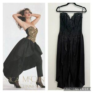 Jessica McClintock Gunne Sax Vintage Black Cape Jumpsuit